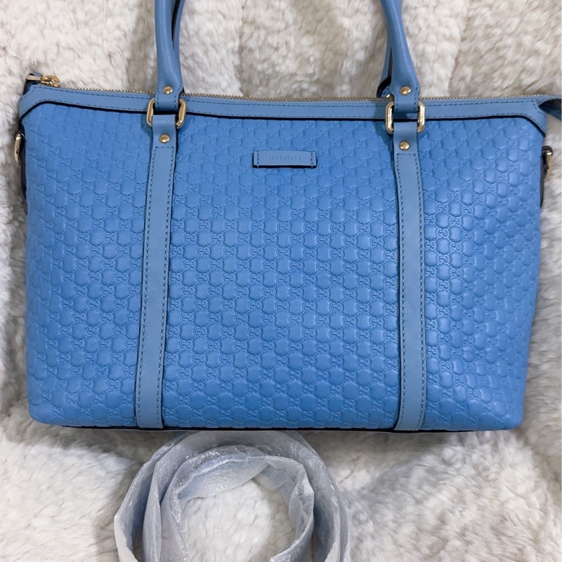 全新Gucci寶寶藍手提肩背包(全真皮)-42