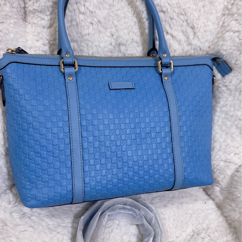 全新Gucci寶寶藍手提肩背包(全真皮)-46