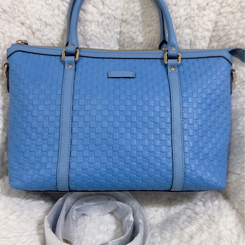 全新Gucci寶寶藍手提肩背包(全真皮)-47
