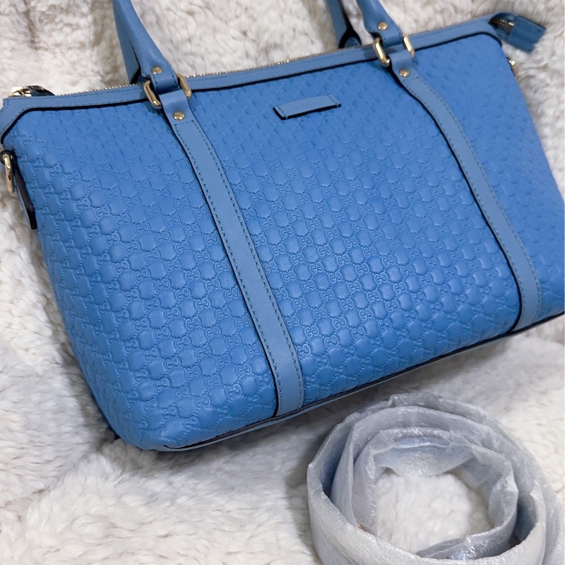 全新Gucci寶寶藍手提肩背包(全真皮)-53