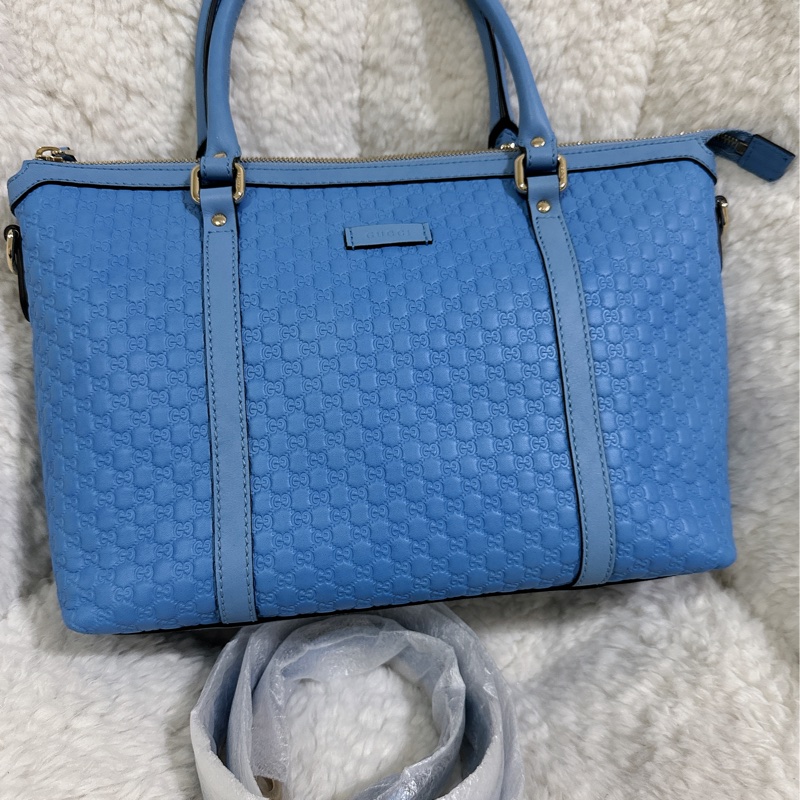 全新Gucci寶寶藍手提肩背包(全真皮)-55