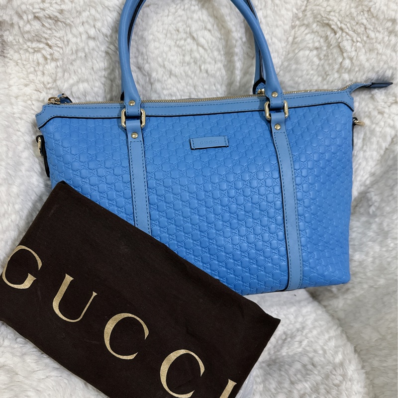 全新Gucci寶寶藍手提肩背包(全真皮)-69