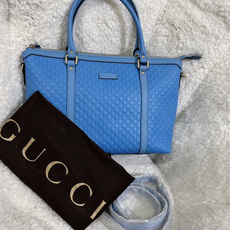 全新Gucci寶寶藍手提肩背包(全真皮)-73