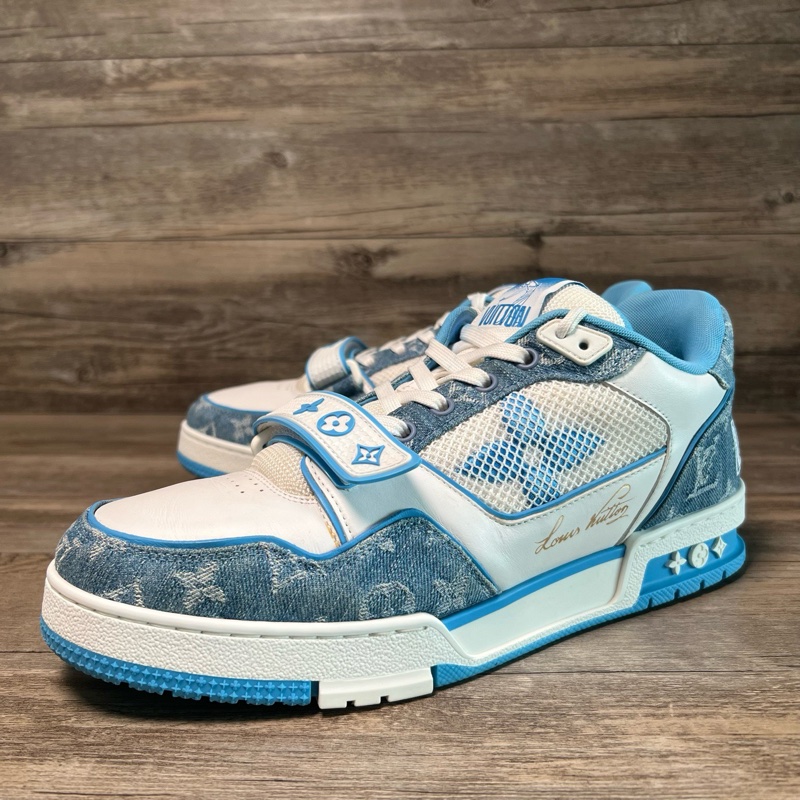 LV路易威登 trainer 北卡藍 白藍 魔術貼 牛仔 42.5碼-0