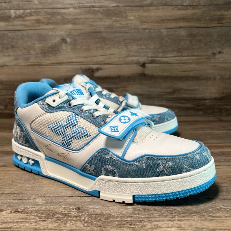 LV路易威登 trainer 北卡藍 白藍 魔術貼 牛仔 42.5碼-1