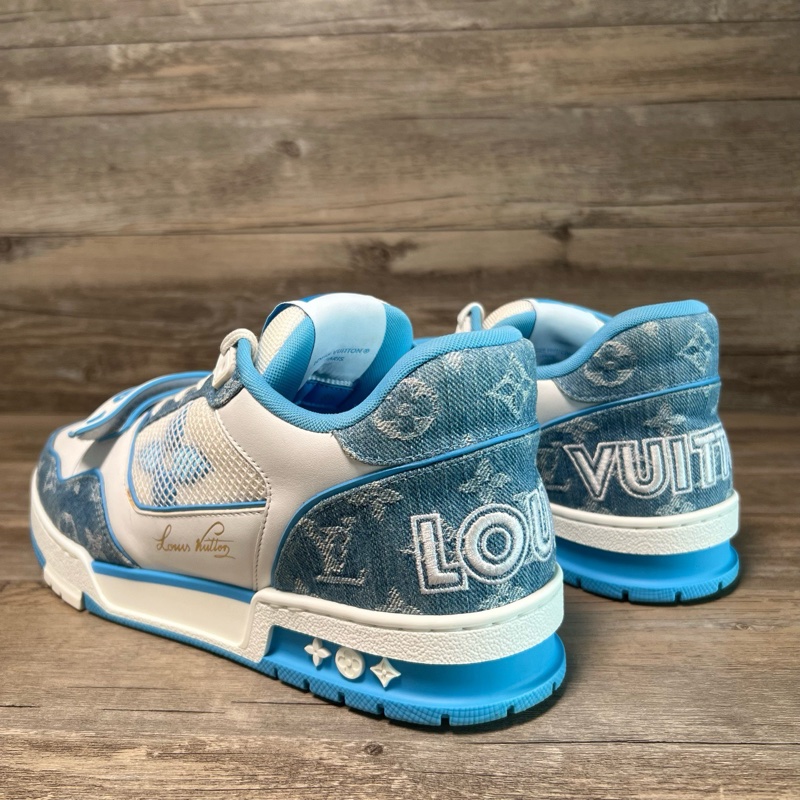 LV路易威登 trainer 北卡藍 白藍 魔術貼 牛仔 42.5碼-3