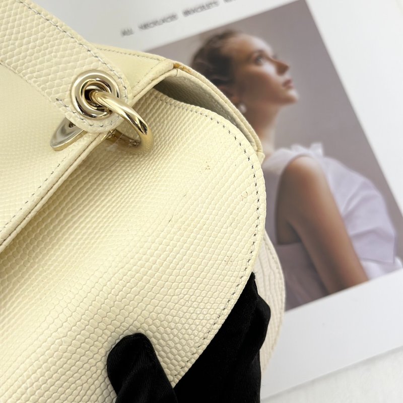 DIOR Lady dior蜥蜴皮戴妃包 - mini米白金-7