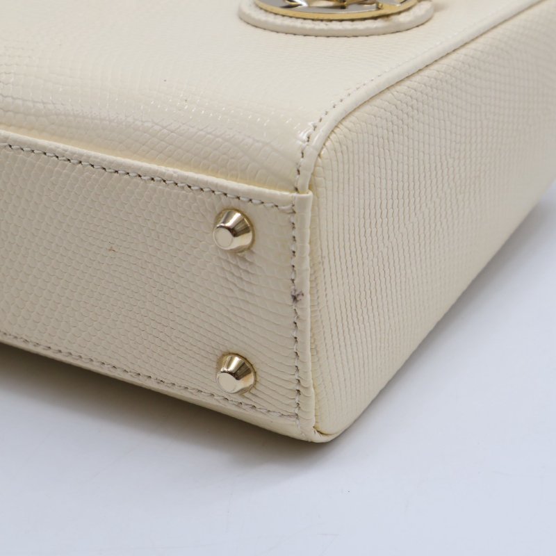 DIOR Lady dior蜥蜴皮戴妃包 - mini米白金-19