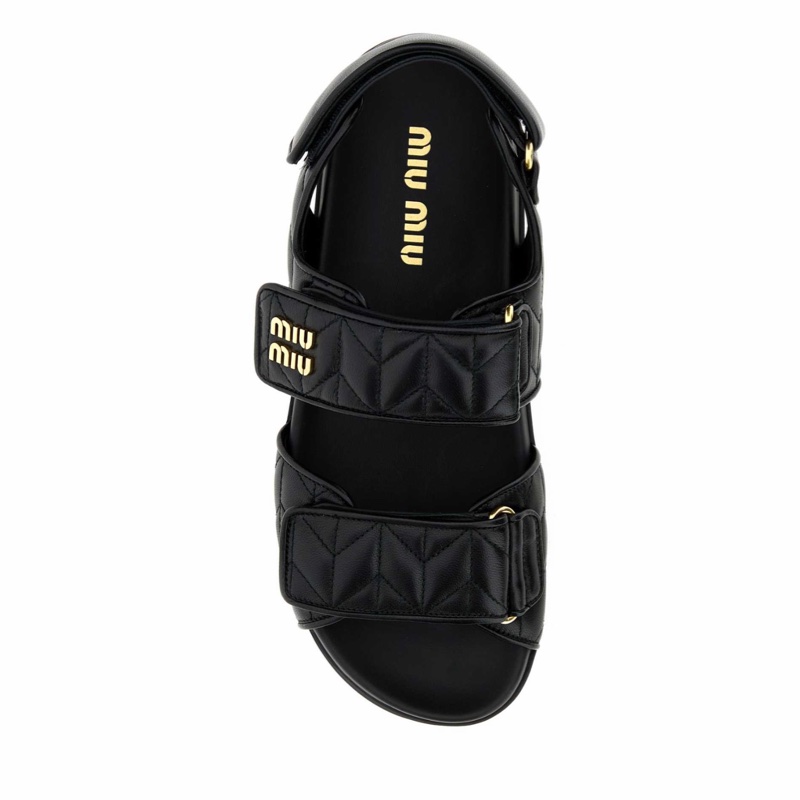 Miu Miu 女士 絎縫細節涼鞋35 35.5 36 36.5 37 37.5 38 38.5 39 40 41碼-0