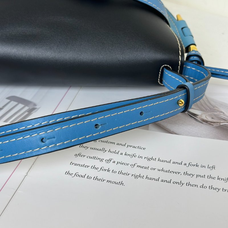 LOEWE Gate馬鞍包 - 中號水藍拚黑-3