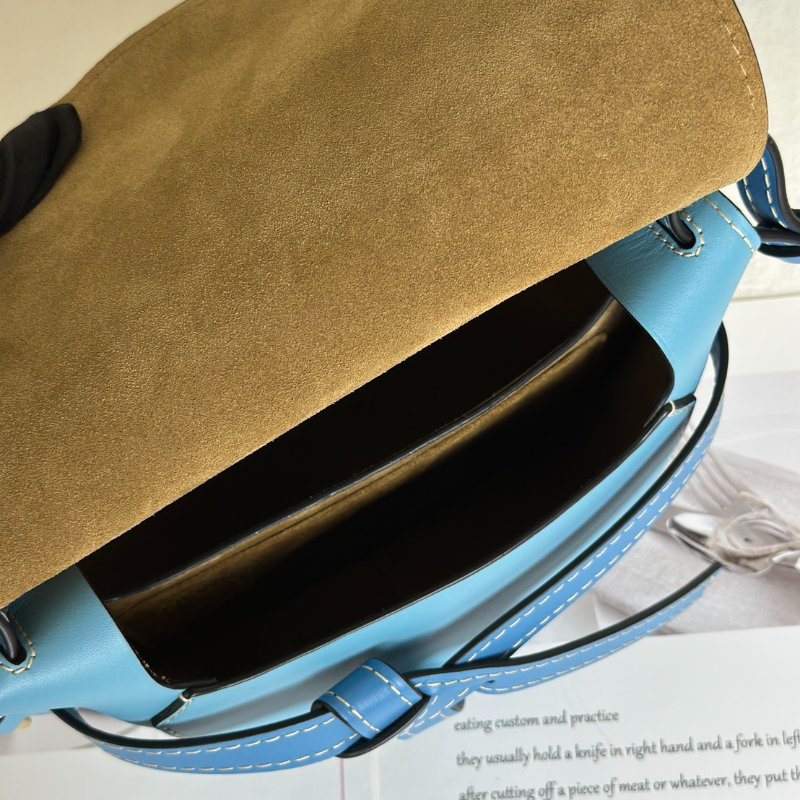 LOEWE Gate馬鞍包 - 中號水藍拚黑-5