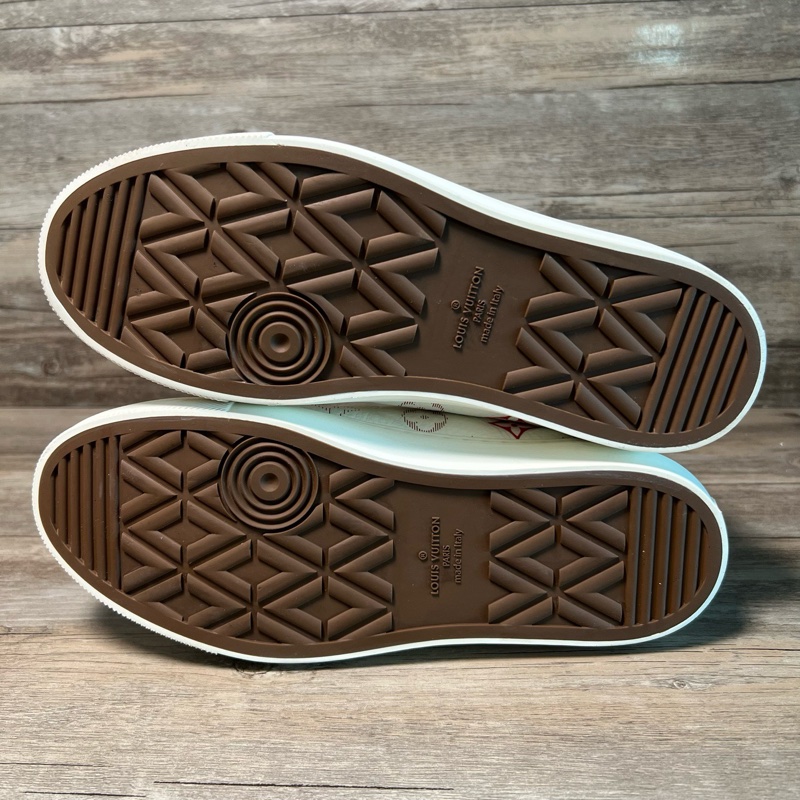 LV路易威登 Tattoo 白紅 logo滿印 老花 高幫休閒板鞋 41碼-5