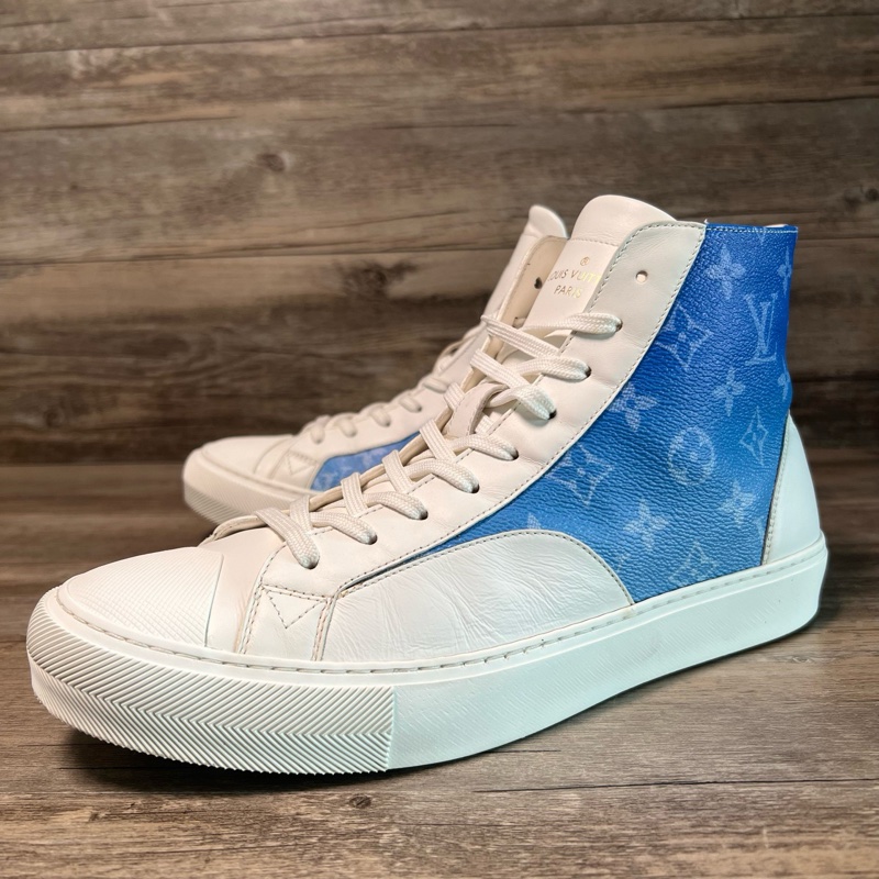 LV Tattoo Monogram Clouds 白藍帆布 高幫 休閒板鞋41碼-0