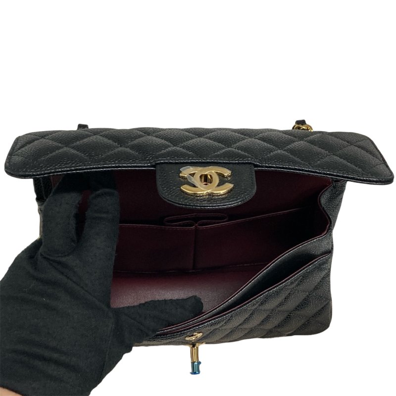 CHANEL 香奈兒 A01113 CLASSIC FLAP BAG 翻蓋肩背包 荔枝牛皮 黑色 金釦-11