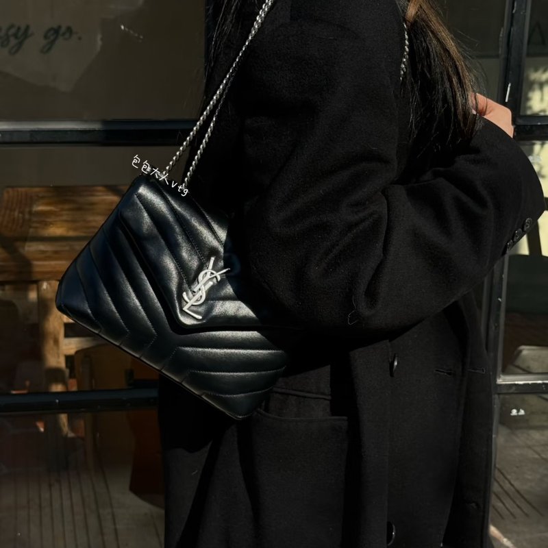 YSL Loulou方胖子 - 小號黑銀-1