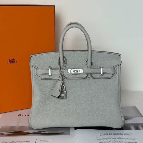HERMES Birkin 25 - 珍珠灰拚黑線