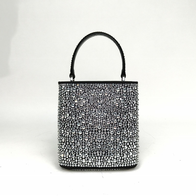 PRADA 銀色水晶Panier滿天星水桶包肩背包-2