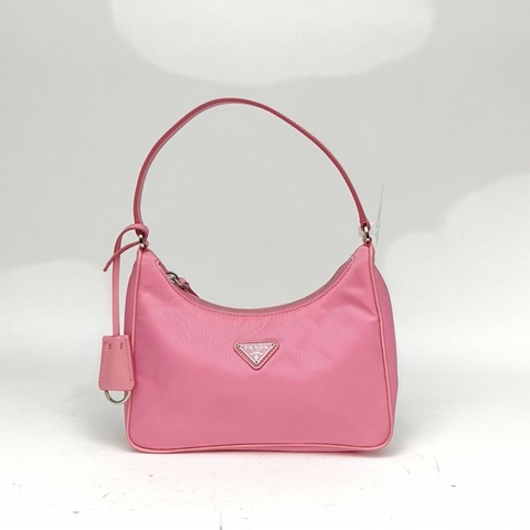 PRADA Hobo腋下包粉色尼龍粉扣肩背包