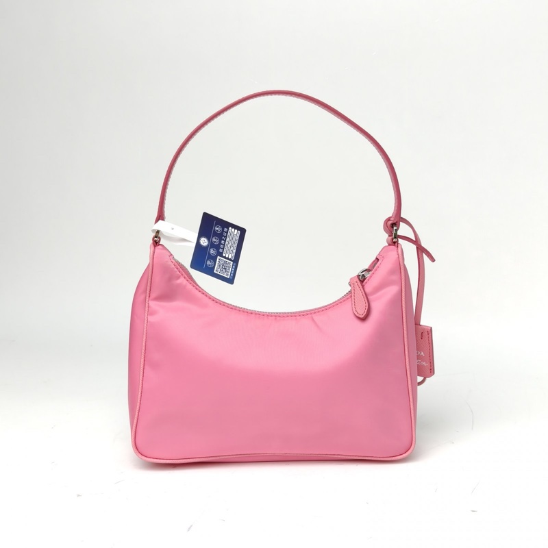 PRADA Hobo腋下包粉色尼龍粉扣肩背包-2