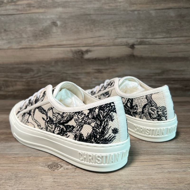 全新Dior 迪奧 黑白 老花 白色 刺繡 休閒板鞋 36.5碼-3