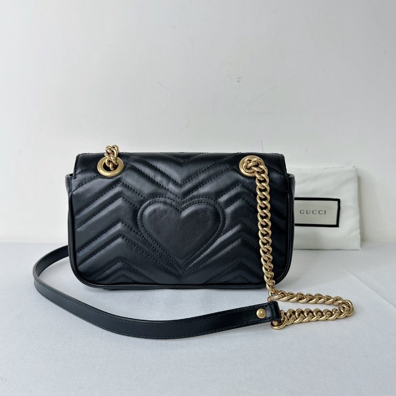 GUCCI Marmont黑金翻蓋鏈包-1
