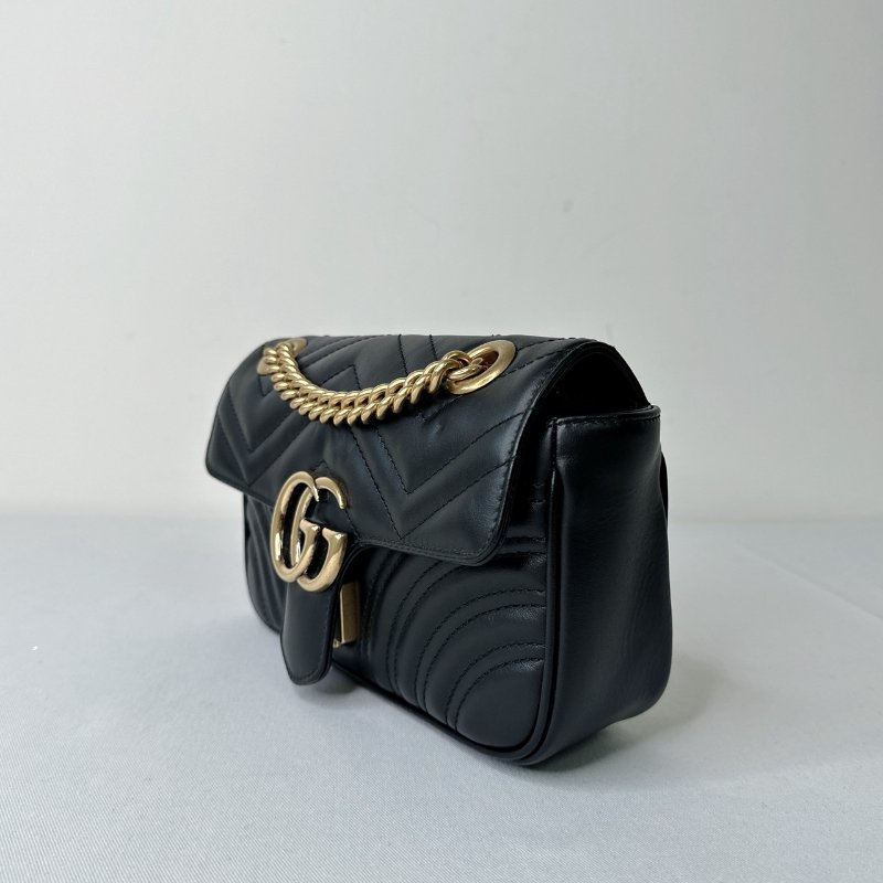 GUCCI Marmont黑金翻蓋鏈包-2