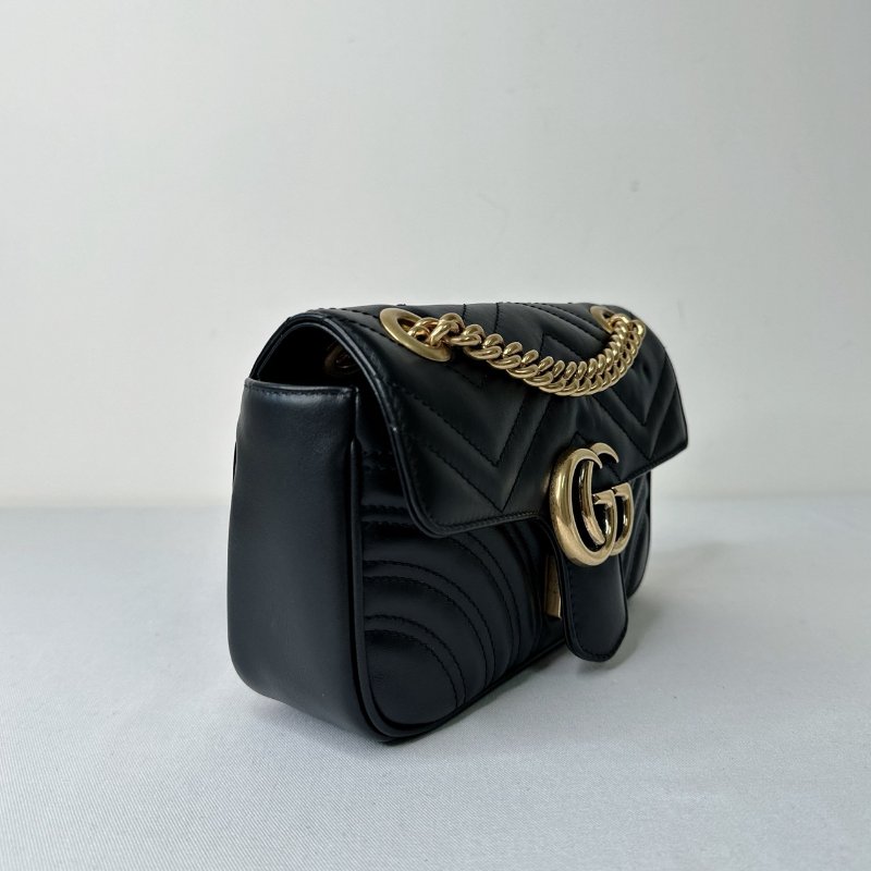 GUCCI Marmont黑金翻蓋鏈包-3