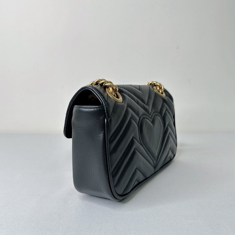 GUCCI Marmont黑金翻蓋鏈包-5