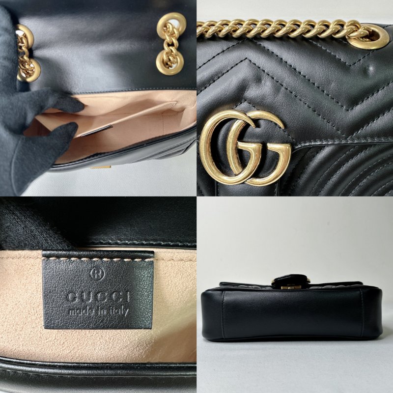 GUCCI Marmont黑金翻蓋鏈包-8