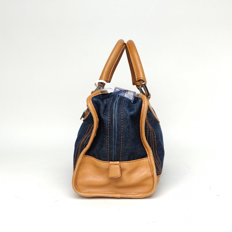 LOEWE Amazona29Bag牛仔藍牛皮/牛仔布銀扣手提包-1