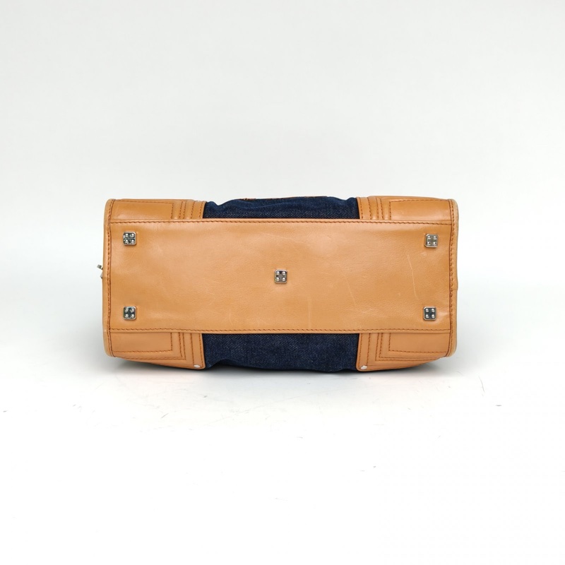 LOEWE Amazona29Bag牛仔藍牛皮/牛仔布銀扣手提包-3