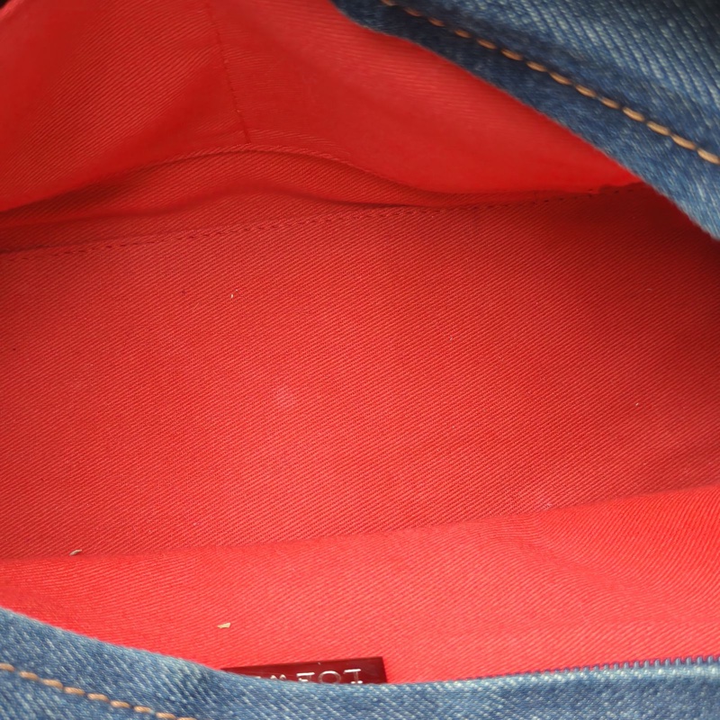 LOEWE Amazona29Bag牛仔藍牛皮/牛仔布銀扣手提包-5