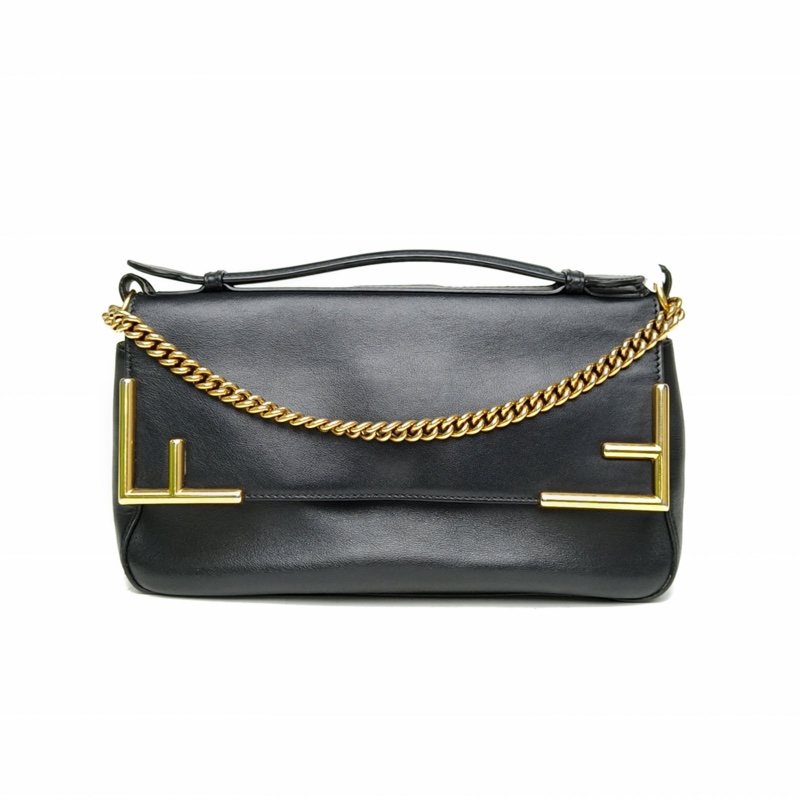 FENDI 老花牛皮PVC雙面法棍包鏈條包肩背包-2