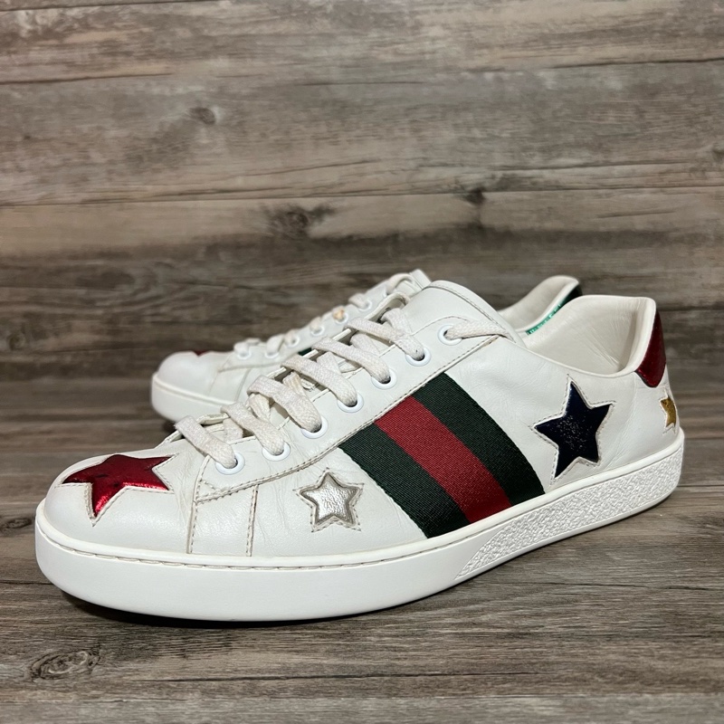 GUCCI 古馳 小星星 五角星 牛皮 ACE 板鞋 小白鞋 41.5碼-0