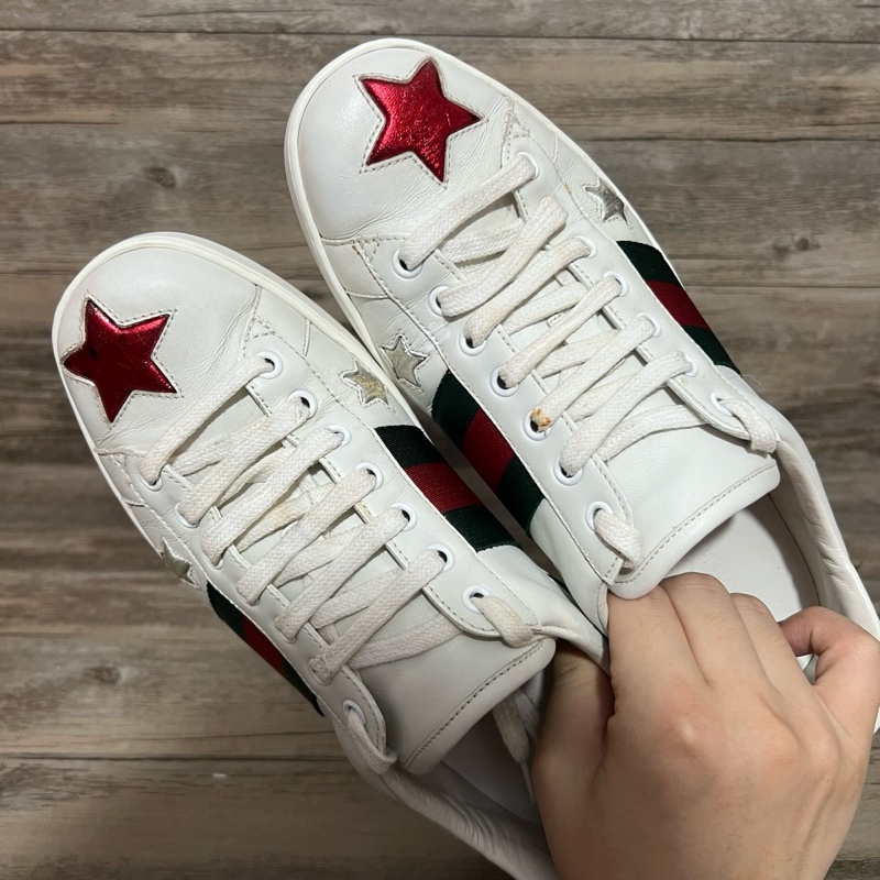 GUCCI 古馳 小星星 五角星 牛皮 ACE 板鞋 小白鞋 41.5碼-8