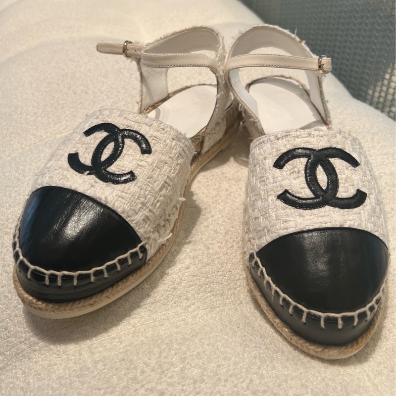 CHANEL黑白涼鞋37碼-1