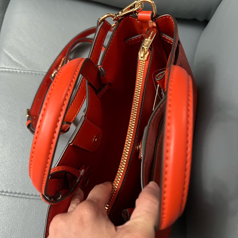 Michael Kors (MK)的 Carson 系列小號鱷魚壓紋手提包-4