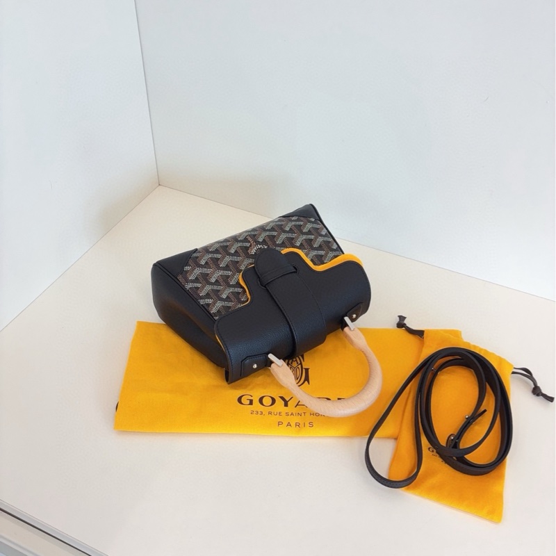 【全新25年標🆕🎁】Goyard 黑色老花mini saigon木柄西貢包 單肩斜挎手提包-3