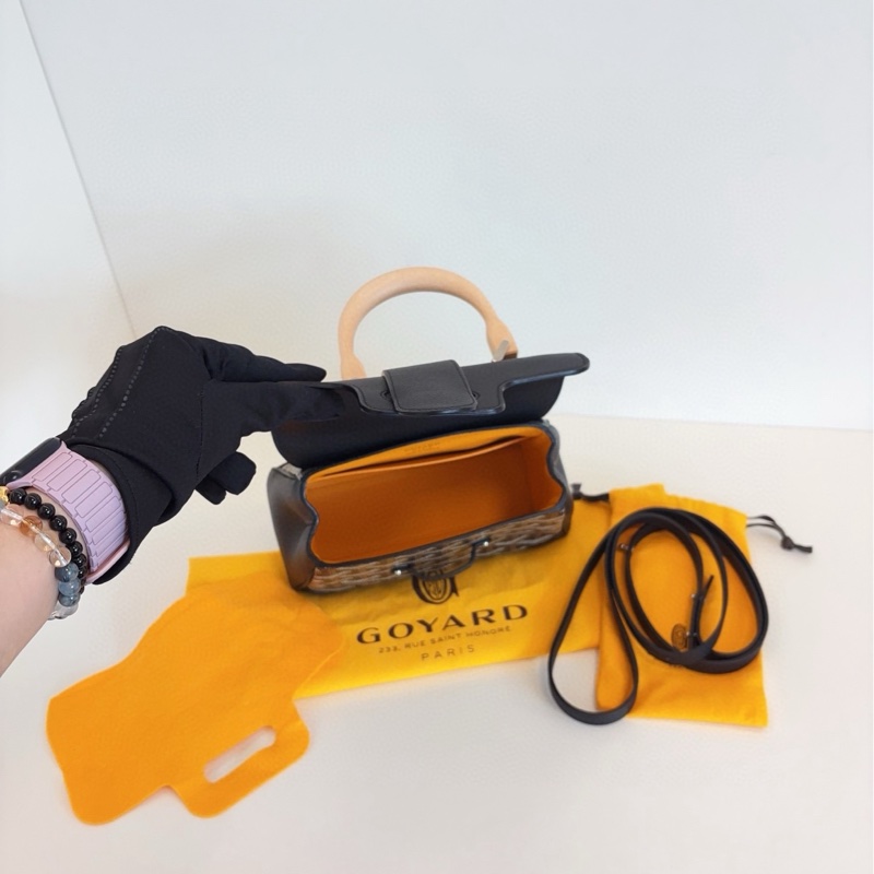 【全新25年標🆕🎁】Goyard 黑色老花mini saigon木柄西貢包 單肩斜挎手提包-5
