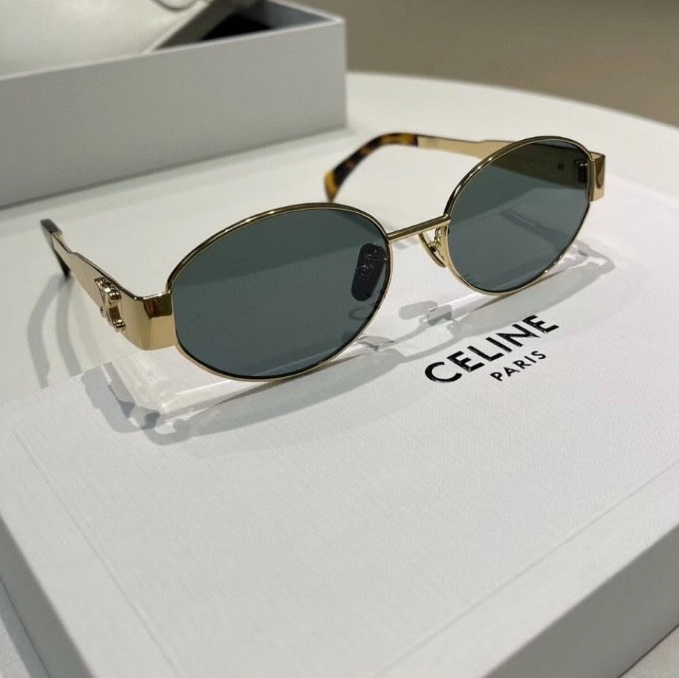 Celine 女士 Triomphe Metal 01金屬橢圓形太陽鏡54 均碼碼橋寬: 1.8cm; 鏡腿長: 13.5cm; 鏡片直徑: 5.4cm-0