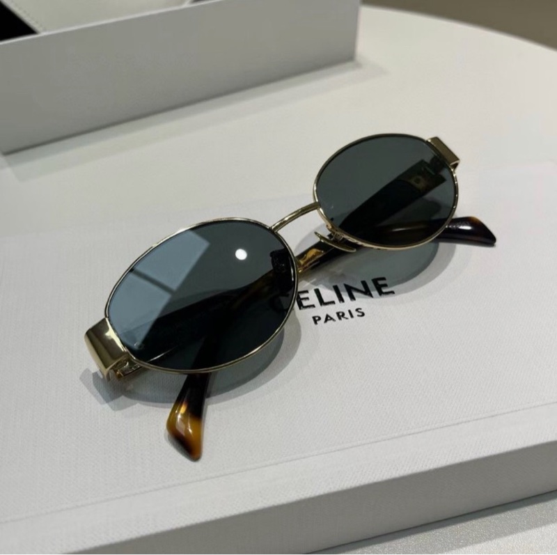 Celine 女士 Triomphe Metal 01金屬橢圓形太陽鏡54 均碼碼橋寬: 1.8cm; 鏡腿長: 13.5cm; 鏡片直徑: 5.4cm-1
