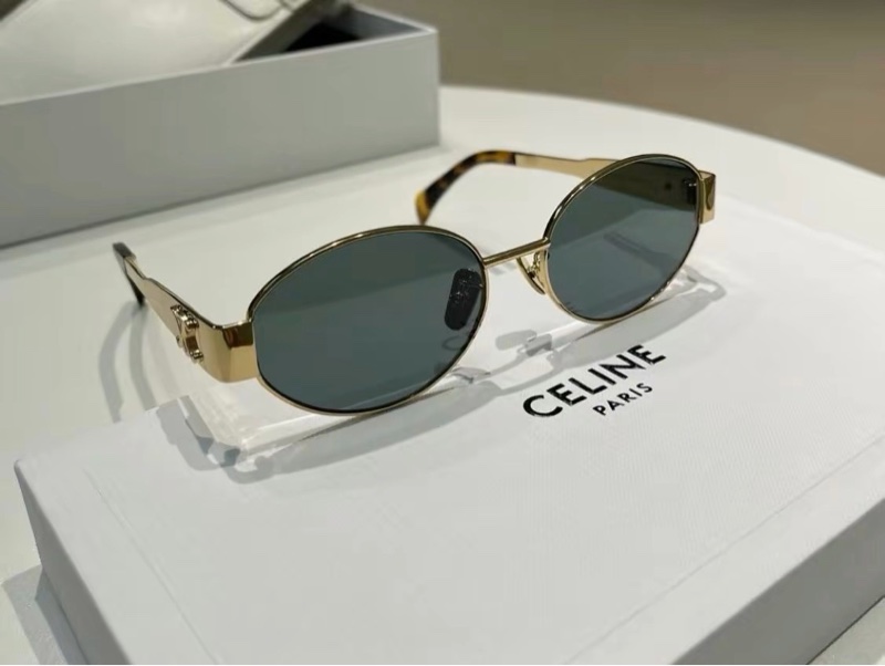 Celine 女士 Triomphe Metal 01金屬橢圓形太陽鏡54 均碼碼橋寬: 1.8cm; 鏡腿長: 13.5cm; 鏡片直徑: 5.4cm-4