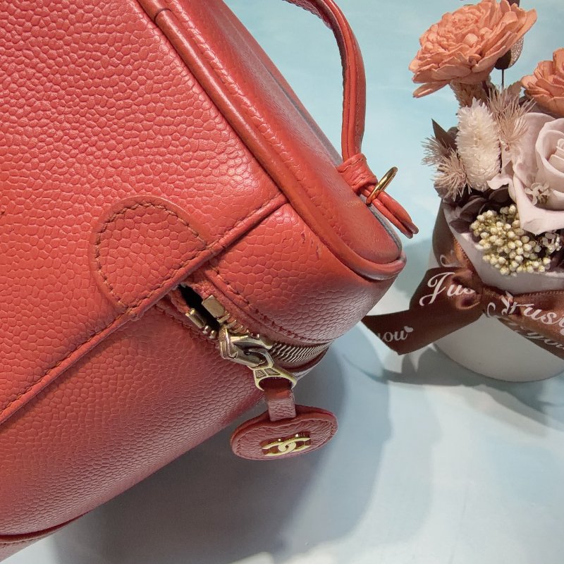 CHANEL 粉橘魚子醬手提化妝箱-5