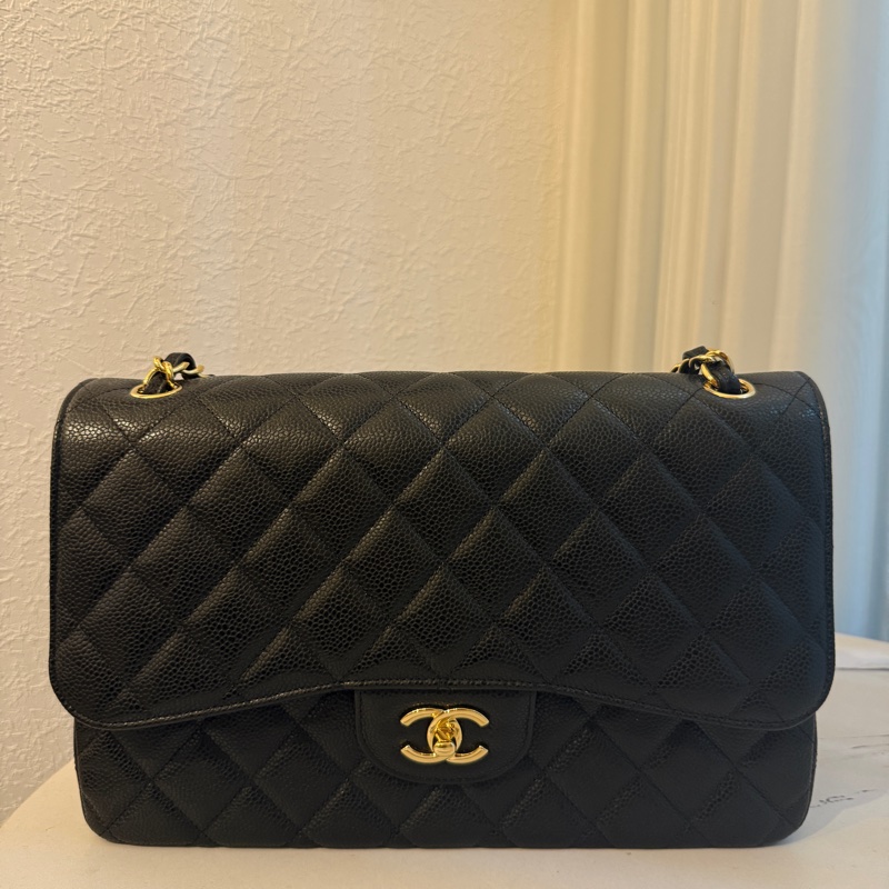 Chanel jumbo 黑金荔枝皮 沒看錯 晶片款 新款-0