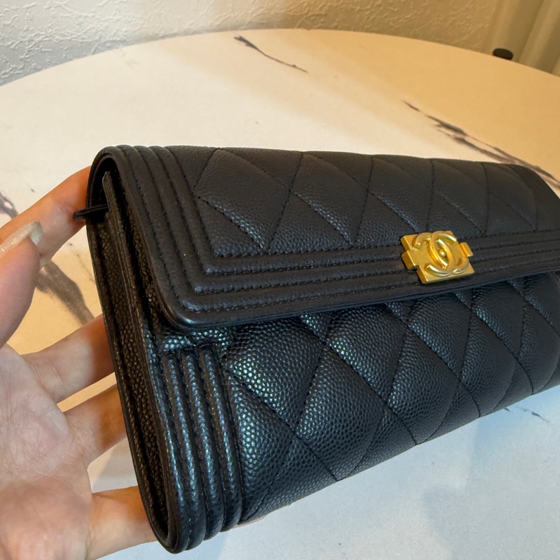 Chanel boy 長夾🩷🩷🩷金釦 盒子防塵套晶片-1
