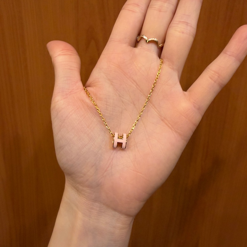 Hermes 粉琺瑯金鍊Mini Pop H項鍊-0