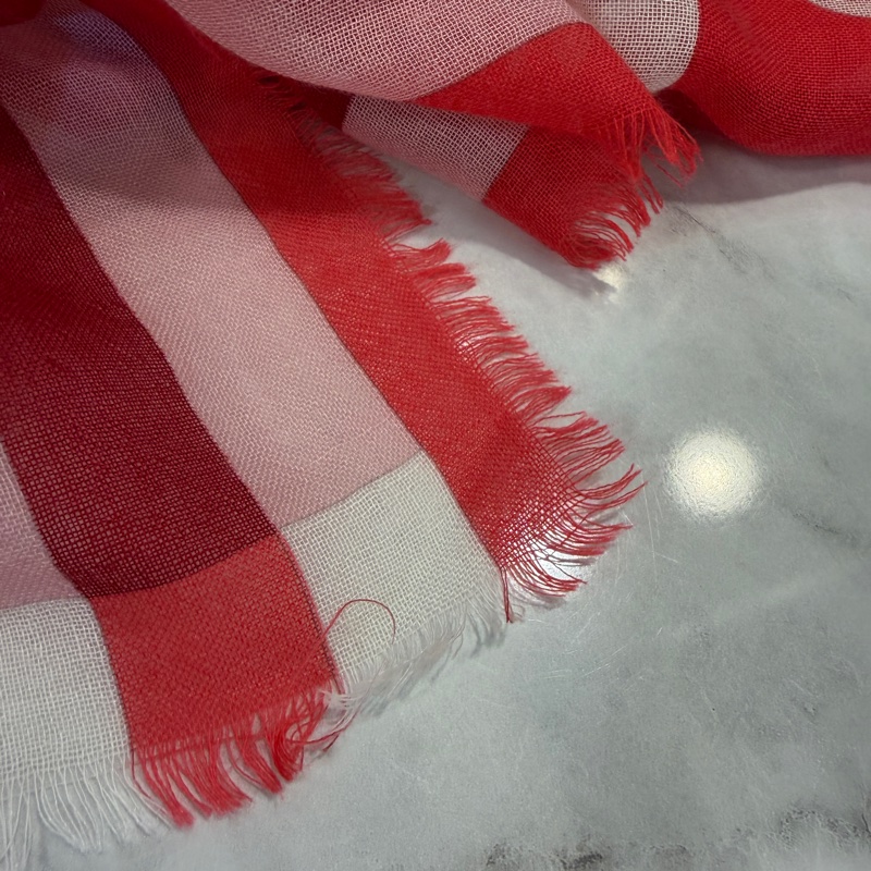 Chanel 紅白條紋克什米爾方巾-3