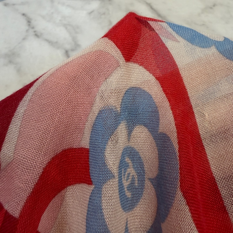 Chanel 紅白條紋克什米爾方巾-12