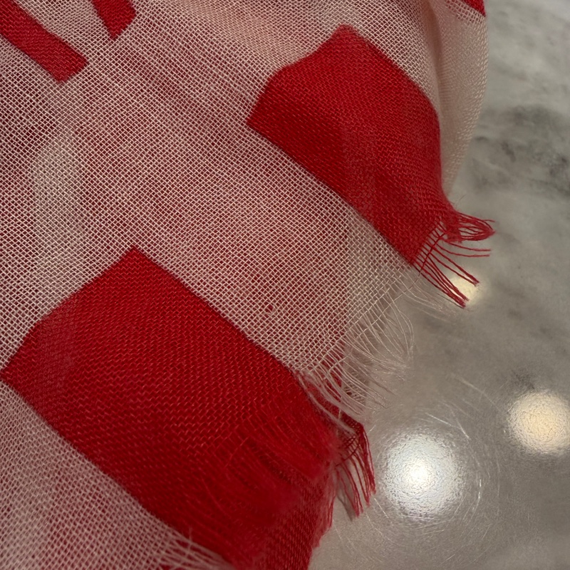 Chanel 紅白條紋克什米爾方巾-13