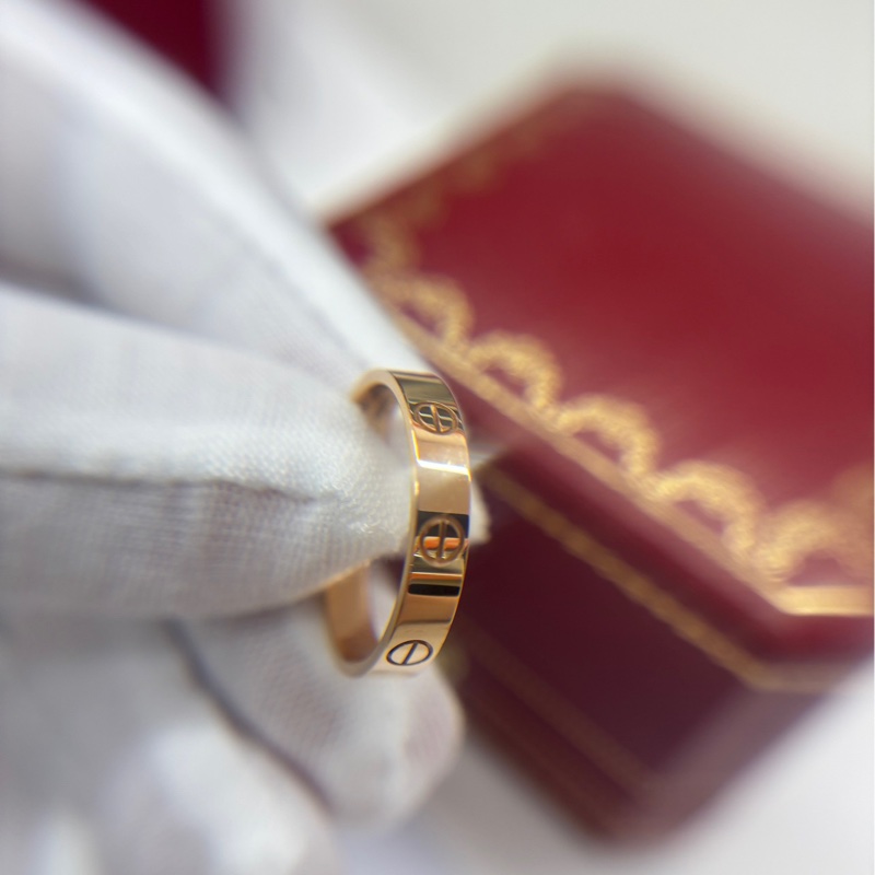 【全套】 Cartier 18K玫瑰金love窄版戒指-1